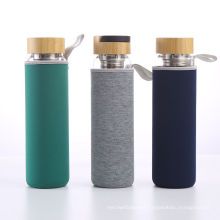 1000ml New Designed Water Bottle Color Glass with Bamboo Lid and Sleeve